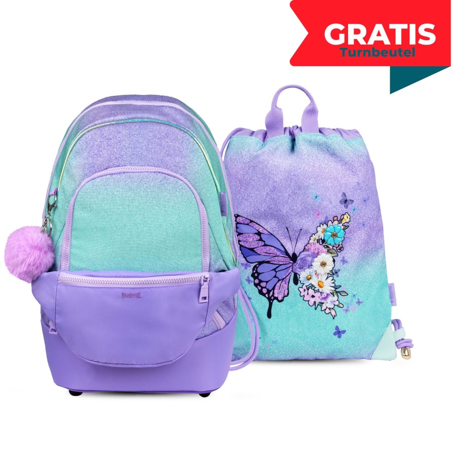 Schule Belmil Premium | Premium 2-Tlg Schulrucksack & Fanny Pack Serenity Mit Gratis Turnbeutel Serenity [