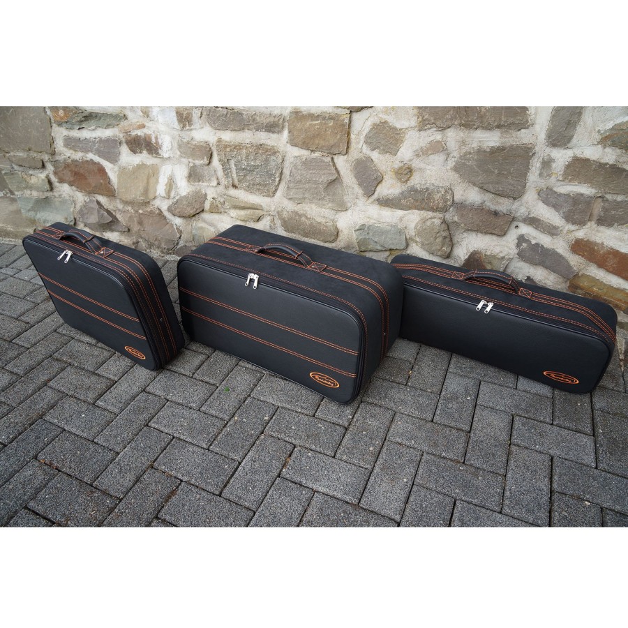 Autokoffer Roadsterbag | Mazda Mx-5 Nd + Rf (Eu) Sonderedition - 3Tlg. Kofferset Kofferraum - Naht Orange/Futter (Eu) Schwarz