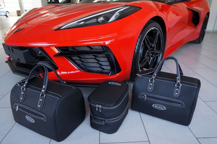 Autokoffer Roadsterbag | Chevrolet Corvette C8, Eu-Version - 3-Tlg. Kofferset Heck Kofferraum Henkeltaschen