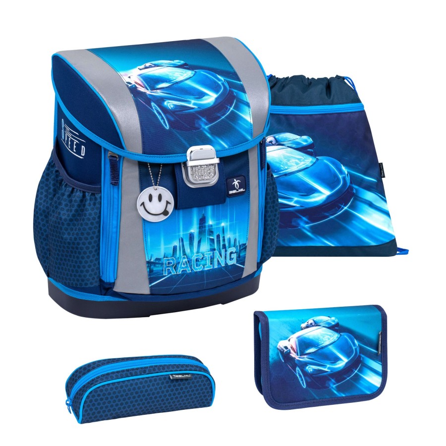 Schule Belmil | Customize-Me Schulranzen Set 5-Teilig Mit Gratis Schlusselanhanger Racing Blue Neon