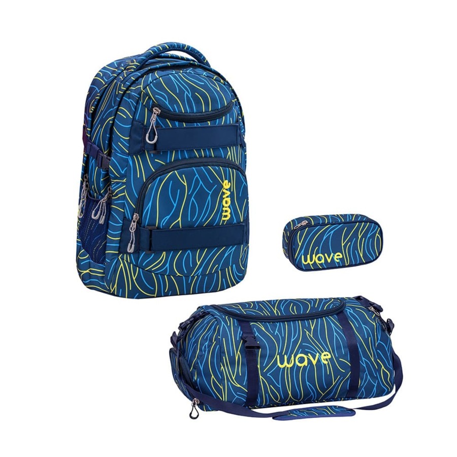 Schule Wave | Infinity Rucksack Set 3-Teilig - Yellow Lines Yellow Lines [27]