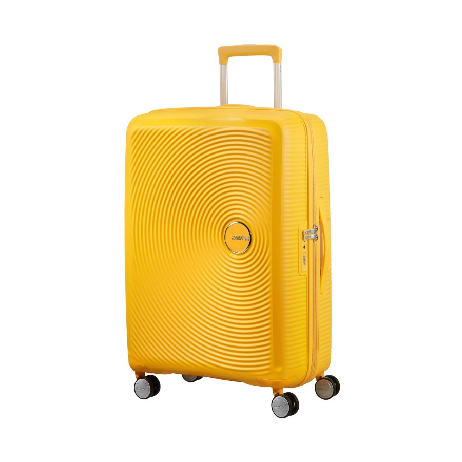 Koffer American Tourister 4 Rollen Koffer | Spinner Mit 4 Rollen 67Cm Exp Soundbox M 71.5 Liter Golden Yellow [1371]